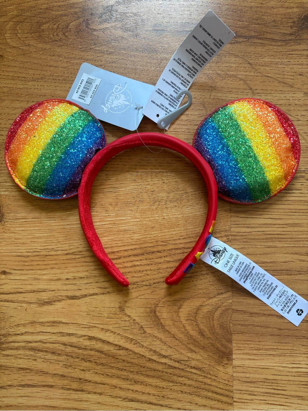 Disney Rainbow Glitter Mouse Ear Headband - Red